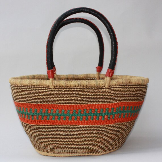 African Bolga Oval Tote Bag Large BABAOT02L