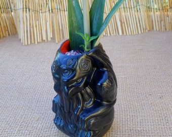 Cthulhu Tiki Mug - handmade - black/red - limited edition