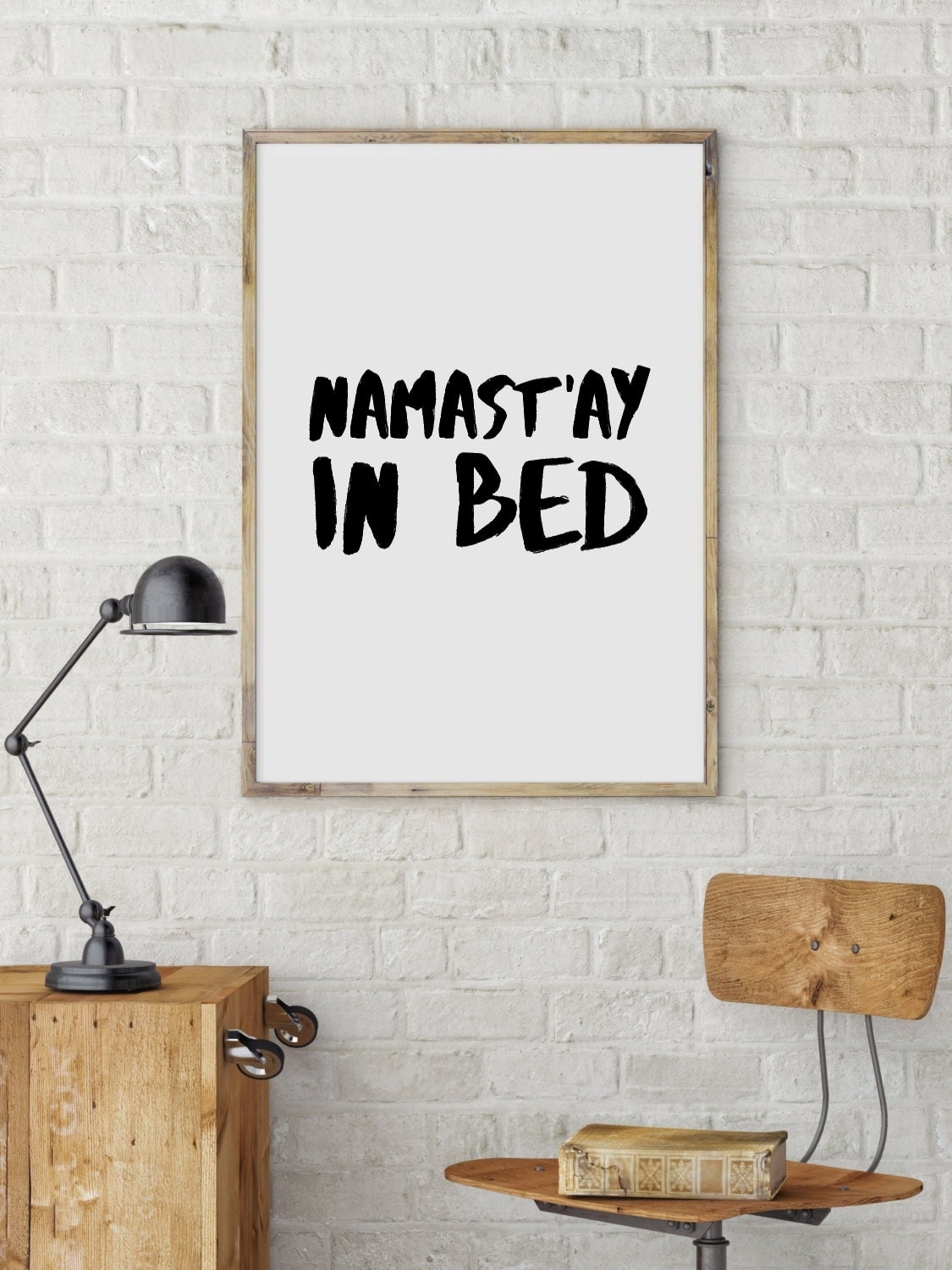 Namastay In Bed Art Print. Namaste Yoga Art. Bedroom
