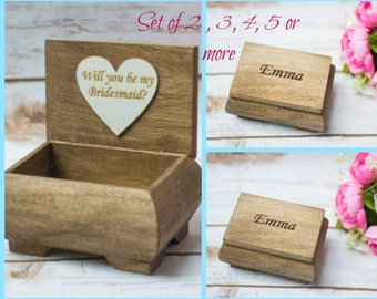 Bridesmaid Gift Box Keepsake Box Wooden Box Bridal Party Gift Box Keepsake Bridal Party Favors Rustic Wedding