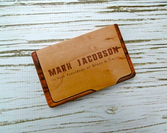 Custom Business Card Holder, Personalized Business Card Holder, Laser Engraved, Corporate gift, New Job Gift, Graduation Gift, Father's Day