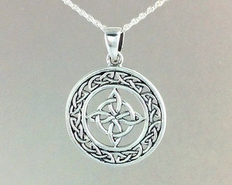 Celtic Star Necklace~Star Pendant~ Silver North Star Necklace~Knotted Necklace~Celtic Knot Pendant~Four Point Star~Viking Jewelry