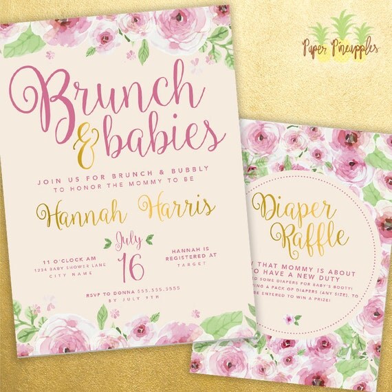 Brunch &amp; Babies Baby Shower Invitation Printable