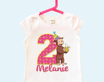 Girl's Curious George Birthday Shirt