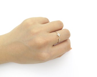 Starburst ring / Adjustable ring / Sterling silver ring / Starburst open ring / Open ring / Delicate ring / Stacking ring /Birthday gift