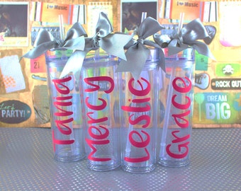 Skinny Personalized Tumbler -Sweet 16- Party Acrylic Tall Tumbler - Party Favors Acrylic Tall Tumblers- Custom Tumbler-Bachelorette Tumbler