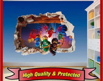 Lego Ninjago Hole in Wall Art Stickers Decal Childrens Bedroom Boys and Girls