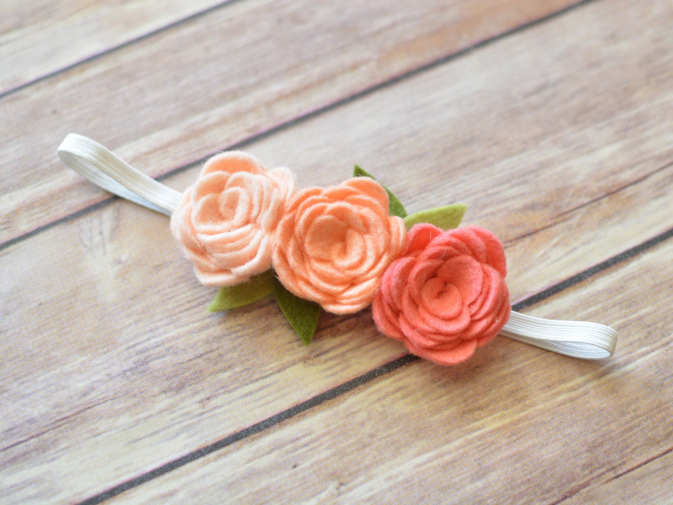 Peach Felt Flower Headband Peach Felt Rose Headband Peach