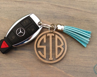 Monogram Keychain with Tassel, Personalized Key Chain, Initial Keychain, Zipper Pull, Key Fob