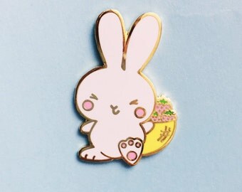 Strawberry Bunny Enamel Pin - Cute Hard Enamel Pin/Cloisonne Lapel Pin Badge- Hat pins