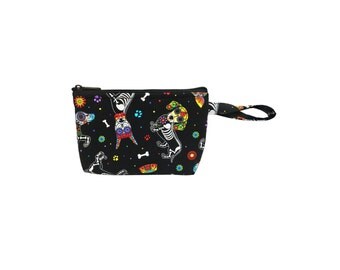Day of the Dead Pups Makeup Bag // Cosmetic Bag // Organizer // Clutch // Sugar Skulls // Dia de los Muertos // Calaveras