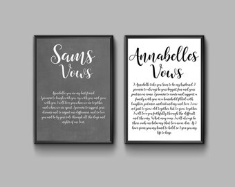 Your wedding vows printable, personalized wedding vows, wedding vow set, wedding vow print, anniversary, typography, little tiger designs