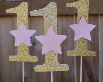 Pink and Gold Star Centerpieces Twinkle Twinkle Little Star Centerpieces Twinkle Twinkle Little Star First Birthday Star Centerpiece Sticks