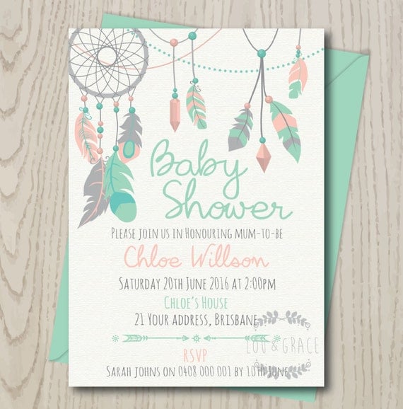 Dream Catcher Baby Shower Invitations 6