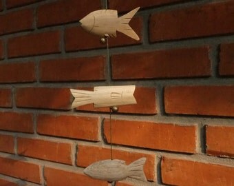 Wood Carving Fish Creative Hanging Mobile