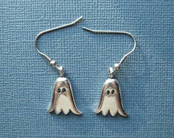 Ghost Earrings - Dangle Earrings - Halloween Earrings - Halloween Jewelry - Ghost Jewelry - Holiday Earrings -- E120