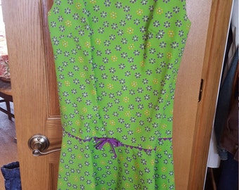 Vintage Green Purple 1960's Floral Mod Go Go Dress Summer Dress