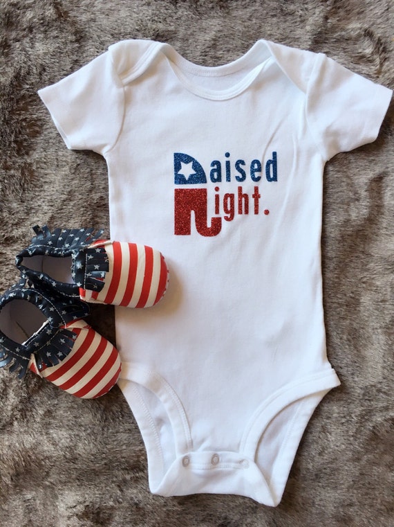 Raised Right Republican baby patriotic baby onesie red and