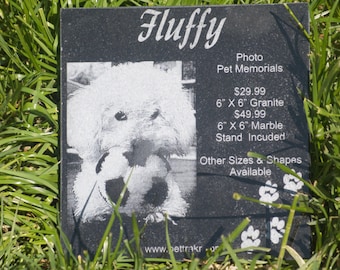 Custom Personalized Laser Engraved Black Granite Dog Memorial Cat Memorial Pet Grave Marker With Photo