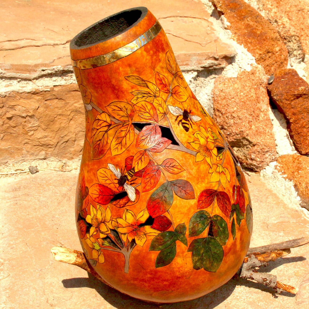 Decorative Gourd Art//Large Handmade Item//Natural Home