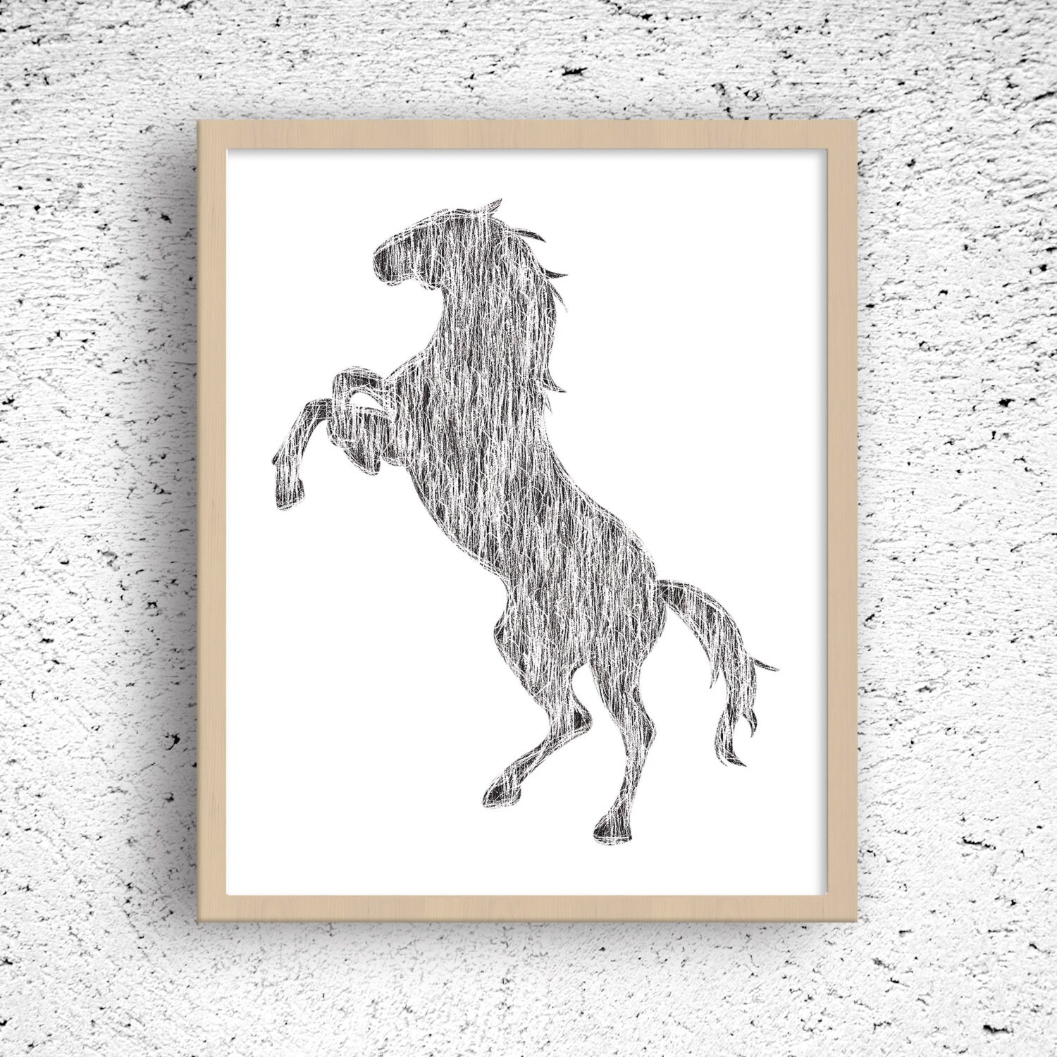 Horse Modern Drawing Minimalist horse art horse wall art