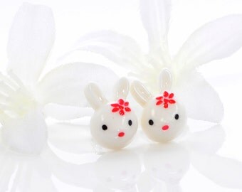 White Rabbit Earrings Bunny Jewelry Snowy and Snowden - Kawaii Earrings - Bunny Rabbit Jewelry - Bunny Earrings