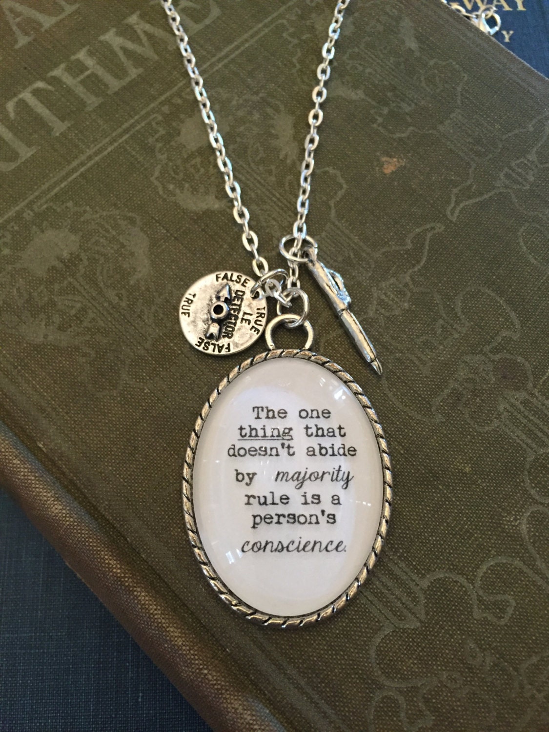 Literary Necklace Literary Pendant Charm Necklace Literary