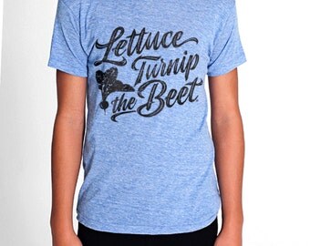 SALE lettuce turnip the beet ® trademark brand OFFICIAL SITE - blue track t shirt with cursive logo - youth sizes