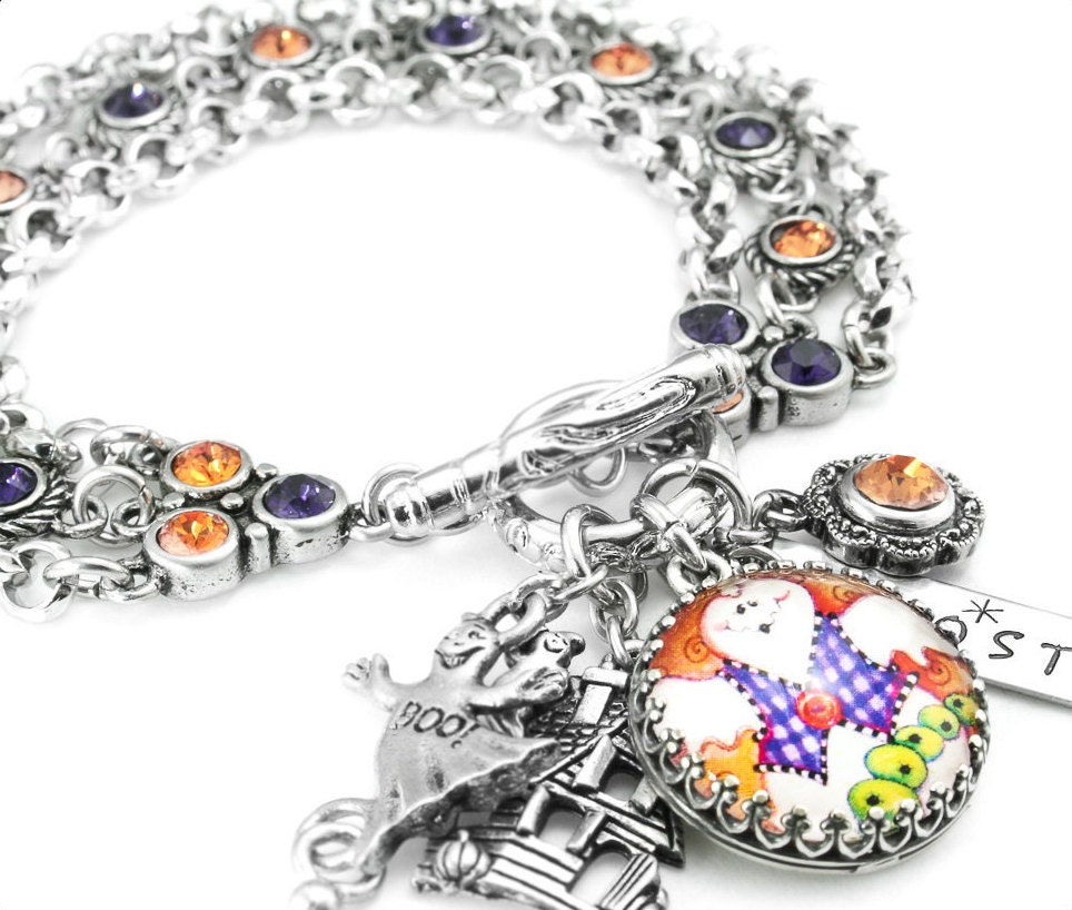 Ghost Bracelet Ghost Jewelry Halloween Crystal Bracelet