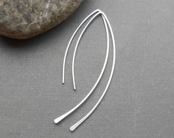 Minimal Silver Earrings, Sterling Silver Open Hoop, Minimalist Jewelry