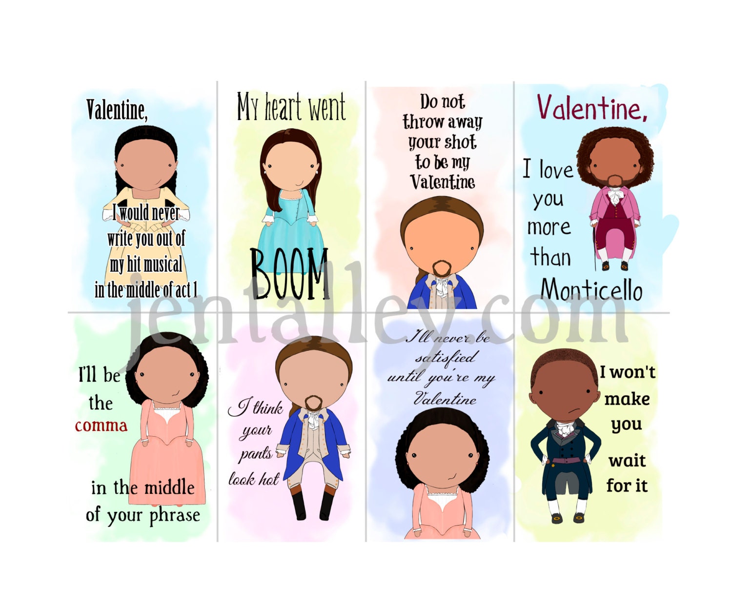 hamilton broadway printable digital download valentine by