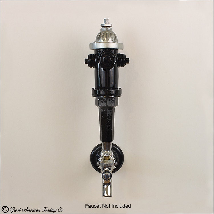 Fire Hydrant Beer Tap Handle Black with Silver top