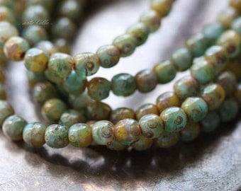 SEASHORE No. 4 .. 50 Picasso Czech Druk Glass Beads 3mm (3783-st)