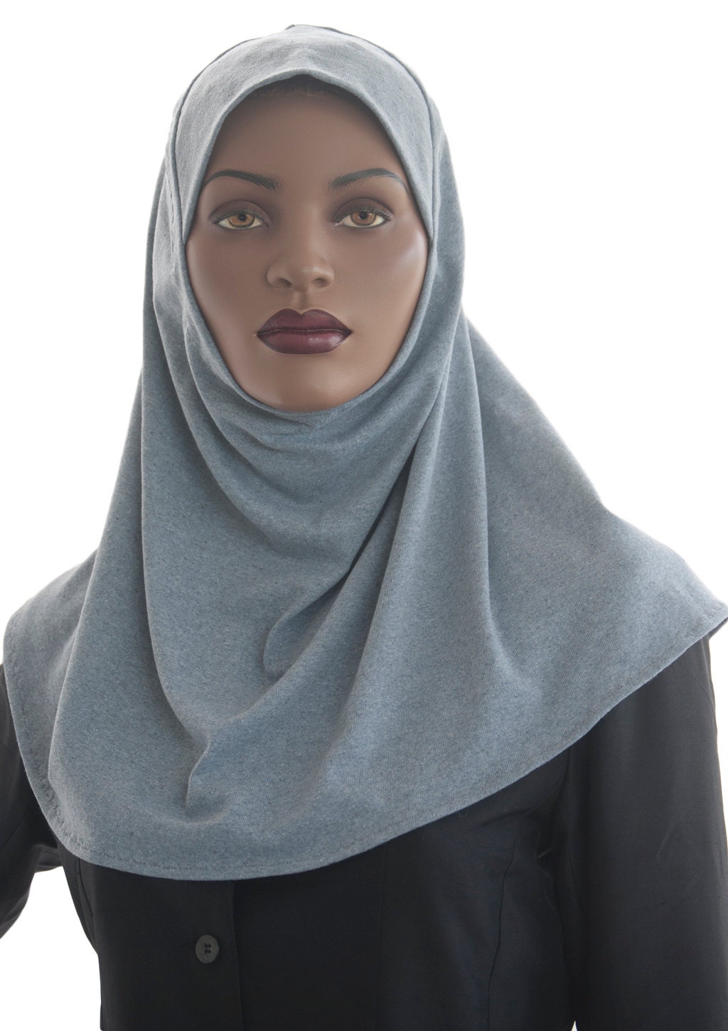 Blue Grey Blend Amira Hoodie Hijab  Cotton Jersey Knit Handmade