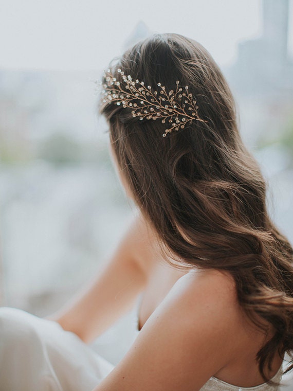 Gold Headpiece Golden Crystal Hair Piece Gold Crystal Hair