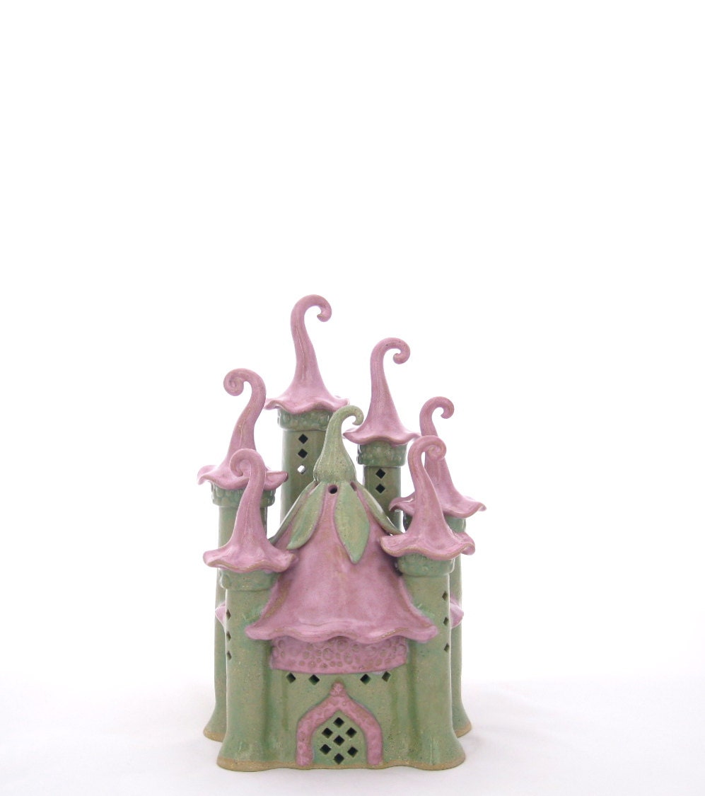 Ceramic Fairy Castle Handbuilt lantern Magical Art garden art