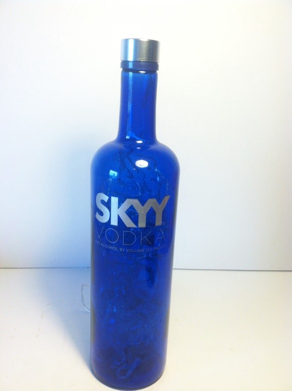 Skyy Vodka Liquor Bottle Light Blue Glass Bottle Light