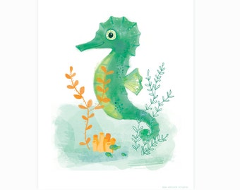 Seahorse Wall Art ocean wall art for girls mermaid seahorse dolphin nursery Seahorse Wall Art ocean wall art for girls mermaid seahorse dolphin nursery