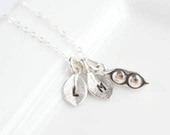 Best Friend Gift - Silver Pea Pod Necklace - Sterling Silver Best Friends Necklace for 2 Two Peas in a Pod Necklace Silver Sisters Necklace