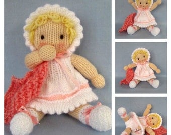 Little Daisy doll knitting pattern - INSTANT DOWNLOAD