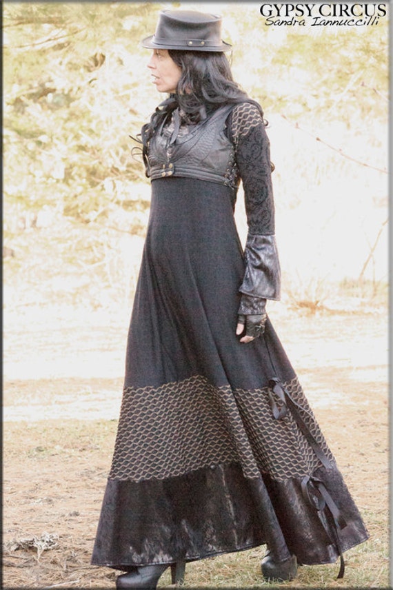 Dress - Steampunk - Gothic Gypsy - Long Dress - Boheme - Gypsy Bohemian - Sexy - Burning Man - Fetish - Black - Size Small by GypsyCircus steampunk buy now online