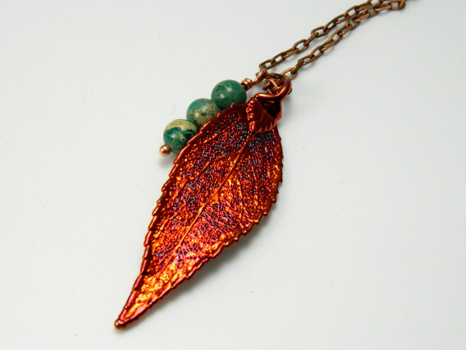 Copper Plated Real Laurel Leaf Necklace Choose the length
