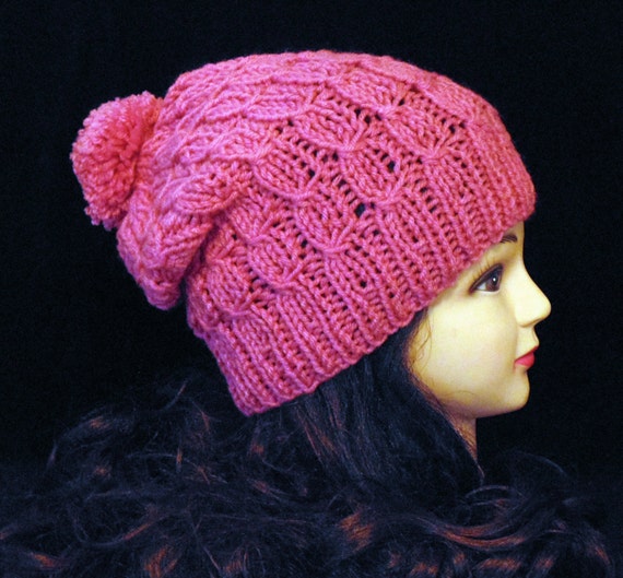 own pom design beanie your pom Slouchy Pink Slouchie Hat Hat, Pom Hat, Beanie, Beanie, Pom Knitted