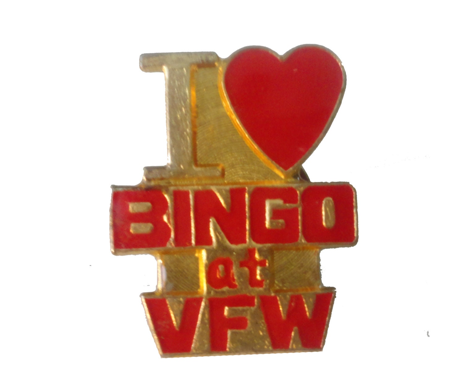 vintage I LOVE BINGO At VFW badge lapel enamel pin