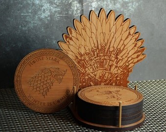 Game Of Thrones Coaster Set, Game Of Thrones Throne, Wood Coaster set, GOT Throne Coaster Set, Unique Coasters, Game Of Thrones