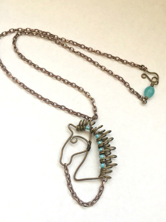 Horse Necklace Wire Horse Pendant Wire by BlackDogJewelrynArt