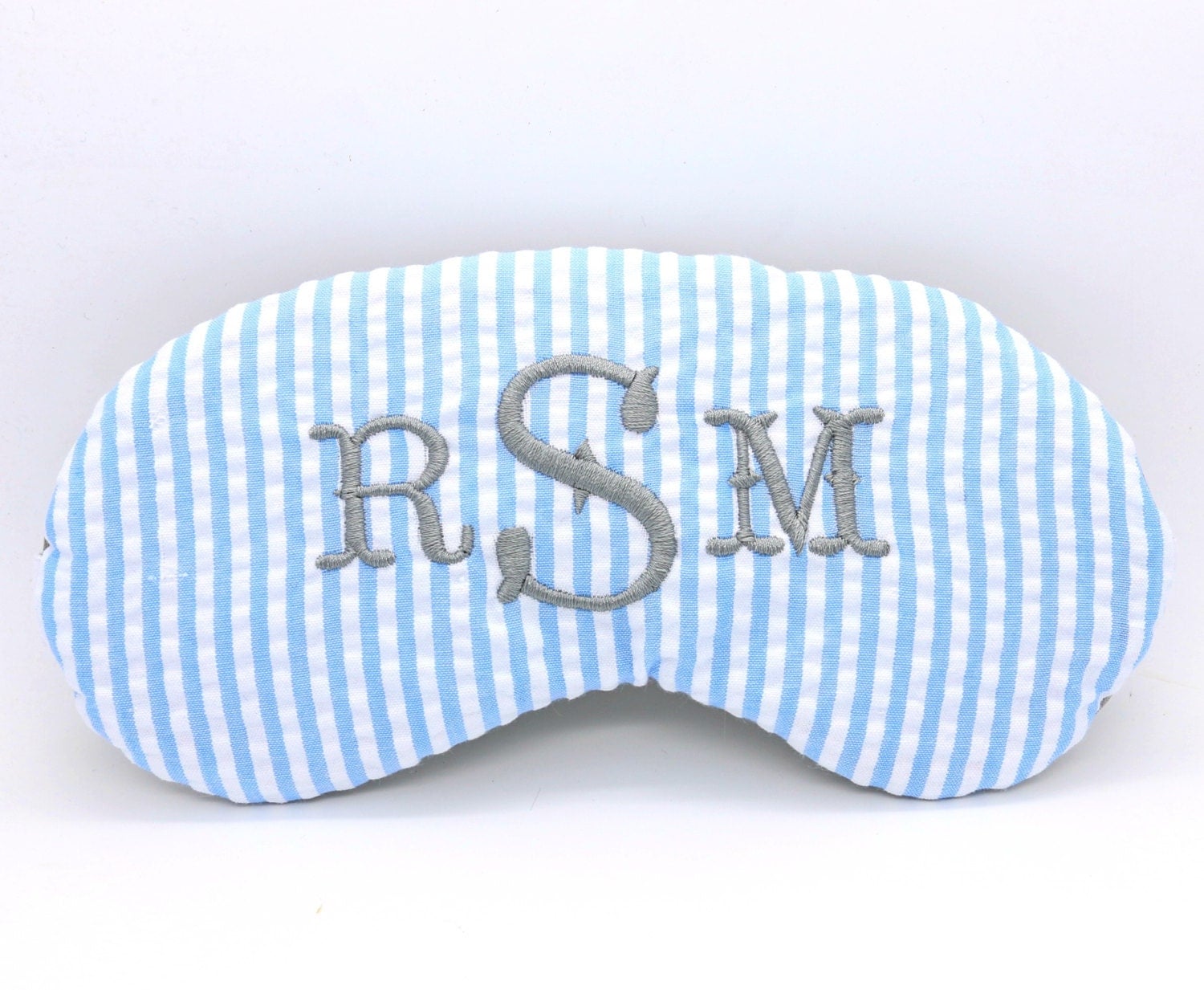 Preppy Custom Monogram Personalized Sleep Mask in Light Blue