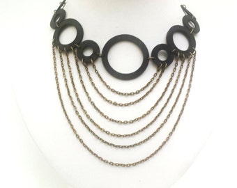 Upcycled Rubber Circle Necklace With Chain