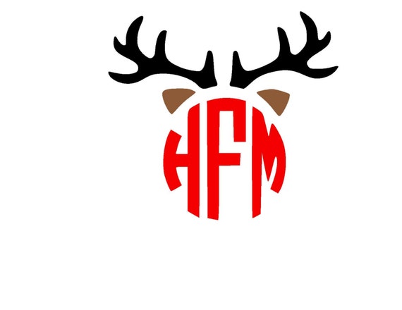 Download Christmas Reindeer Monogrammed Antler and Ears SVG or