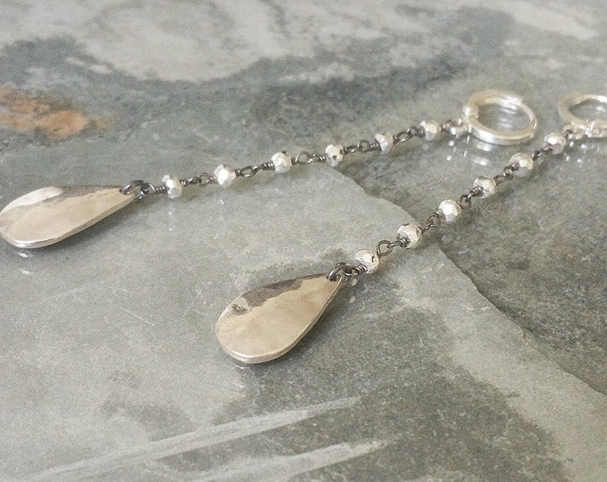 Silver Pyrite Earrings, Pyrite Earrings, Long Silver Pyrite Earrings, Long Pyrite Earrings, Silver Pyrite, Pyrite, Long Earrings
